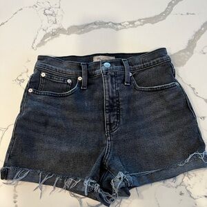 Madewell High-Rise Dark Wash/Black Denim Cutoff Shorts Womens Size 25